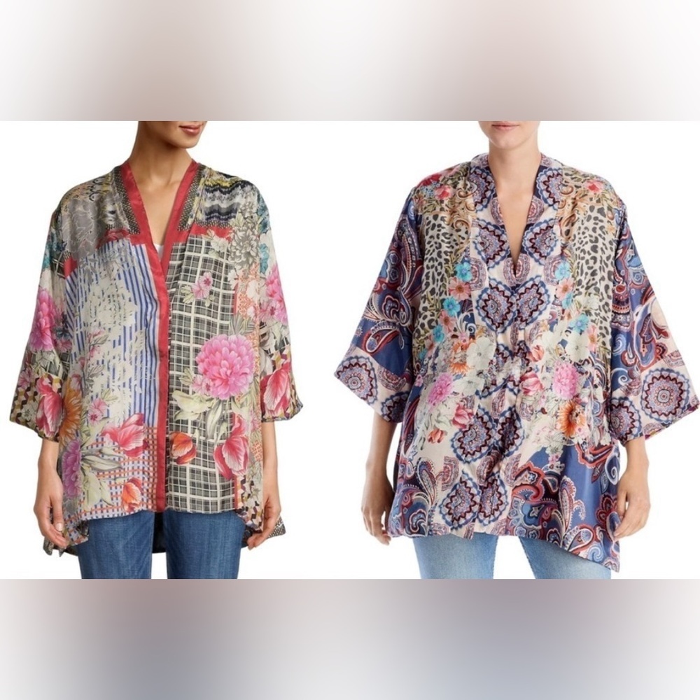 Johnny Was Reversible Betzy Emilia Silk Kimono Jacket with Pockets